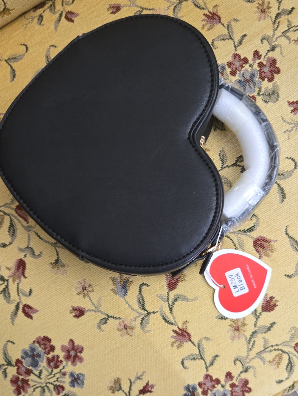 LOLA MAE Black Heart-Shaped Crossbody Bag